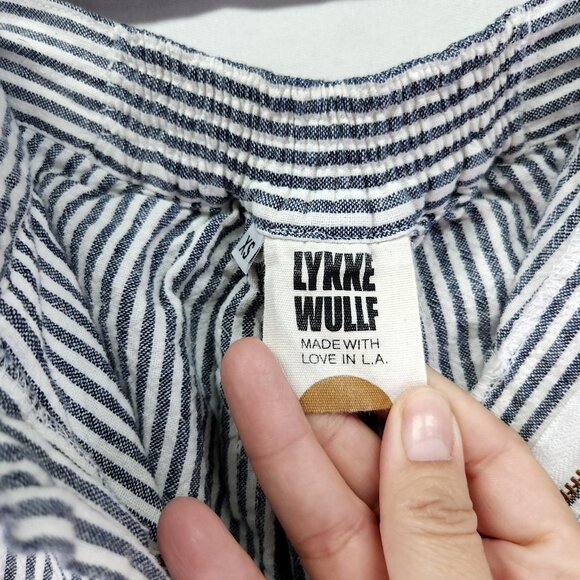 Lykke Wullf Basil Striped Linen Pants Size XS Cropped Wide Leg - Picture 8 of 15